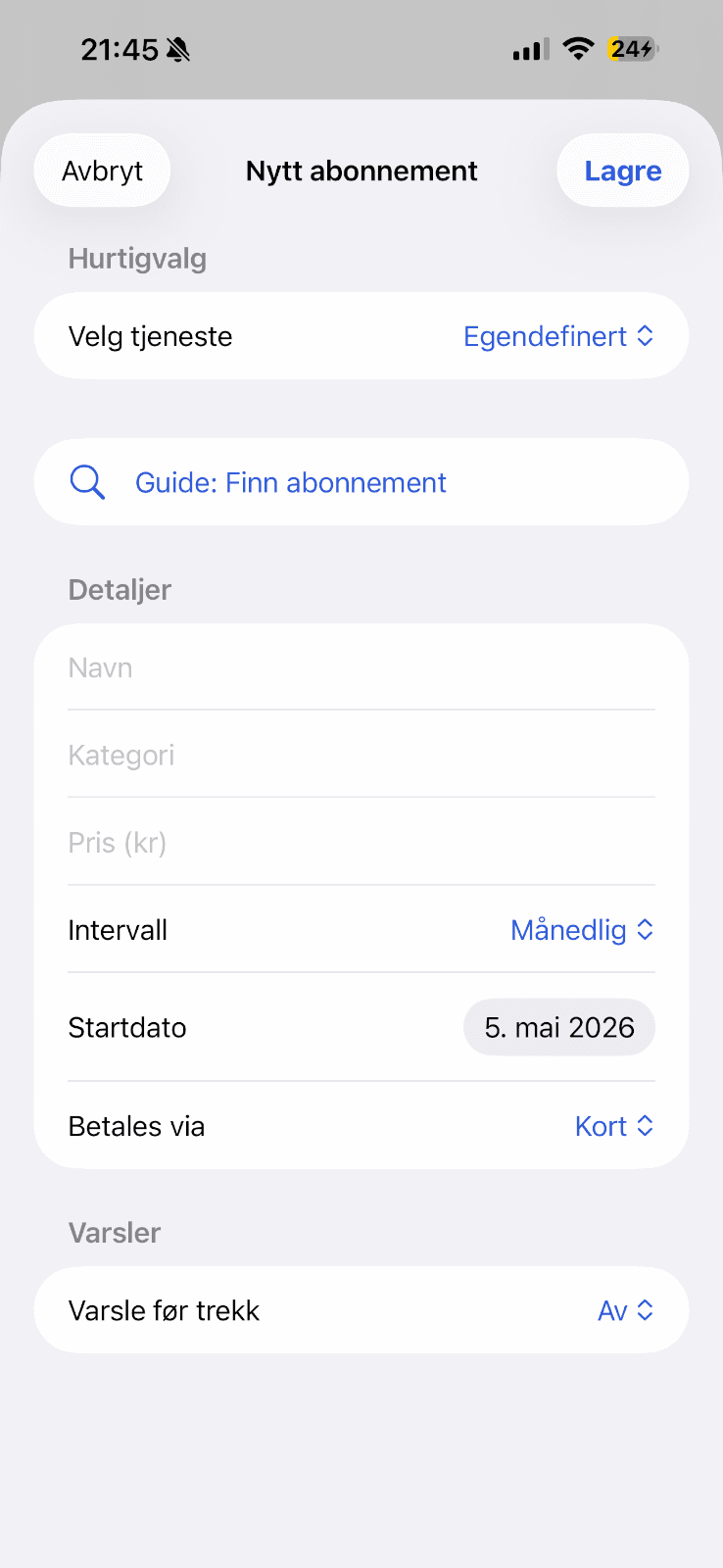 Abbo nytt abonnement